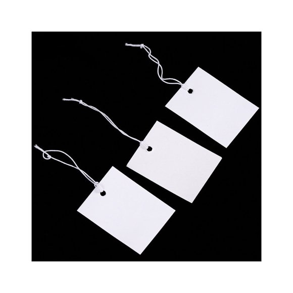 90 Pieces Marking Tag Hang Tags Display Label with Elastic String Attached Blank Common Suitable for Clothing Displaying Usage TLX-022