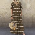 thumbnail image 2 of VEKDONE Robe Maxi d'Été pour Femme à Manches Courtes, Rayée, Décontractée, Longue, de Plage, Coupe Ample, Col en V, Robe Soleil, Détente, Fluide, Robe T-Shirt, 2 of 7