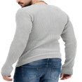 thumbnail image 3 of Solid Color V Neck Sweater for Men with Long Sleeves and Ribbed Knit Pullover, 3 of 4