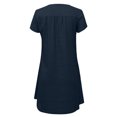 thumbnail image 4 of HKEJIAOI Robe Femme Femme Manches Courtes Col en V Décontractée Chaude Vacances Couleur Unie Mini Robe Droite Économies Liquidation Bleu Foncé, 4 of 8