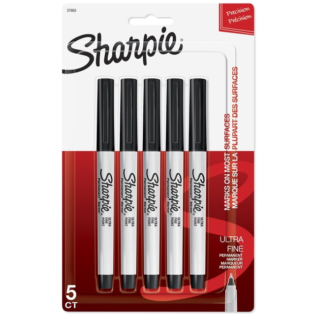 Marqueurs permanents Sharpie, pointe extra fine, noir, 5 unités