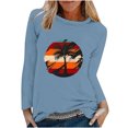 thumbnail image 2 of EQWLJWE Chemises à Manches Longues pour Femmes Mode d'Entraînement Printemps Imprimé Manches Longues Col Rond Tee Décontracté Hauts Vêtements d'Automne pour Femmes, 2 of 6