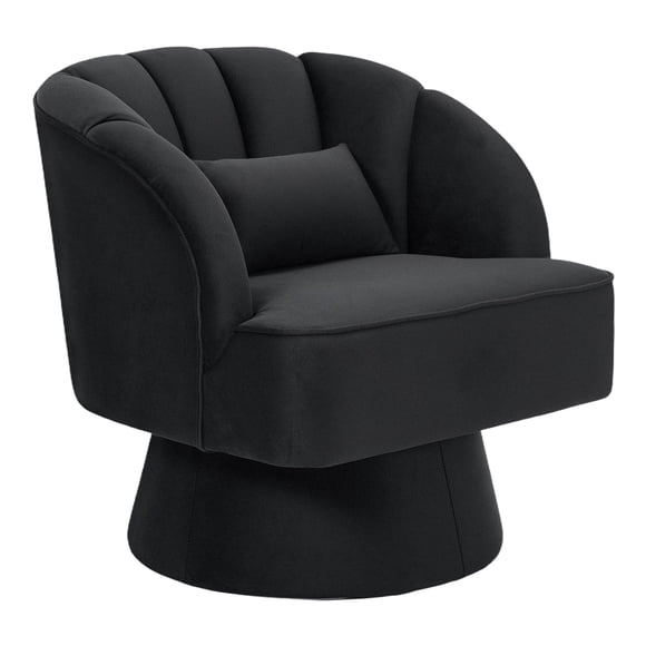 GloryStar Modern Swivel Accent Chair, 360° Rotating Teddy Velvet Barrel Chair for Living Room or Bedroom