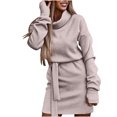 thumbnail image 1 of Birdeem Robe Confortable pour Femme, Couleur Unie, Ceinture, Manches Longues, Mode, Déplacement, Automne, 1 of 1