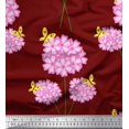 thumbnail image 1 of Soimoi Red Moss Georgette Fabric Insect & Floral Artistic Printed Fabric 1 Yard 42 Inch Wide, 1 of 3