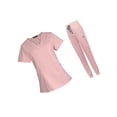 thumbnail image 4 of facefd Female Scrub Set Nurse v neckline Machine Washable Short Sleeves Suit L Pink, 4 of 8