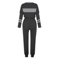 thumbnail image 5 of Posijego Ensemble Femme 2 Pcs Tenue Rayée Décontractée Manches Longues Col Ras du Cou Hauts Pantalons à Cordon Ensembles Détente P-5TG, 5 of 5