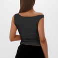 thumbnail image 4 of Plebaso Débardeurs pour Femmes à Épaules Dénudées Sans Manches Ajustés Courts Froncés d'Été pour Sorties T-Shirts, 4 of 7