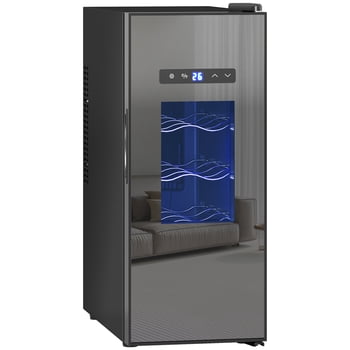 HOMCOM Wine Cooler, 12 Bottles Beverage and Wine Fridge with Glass Door
