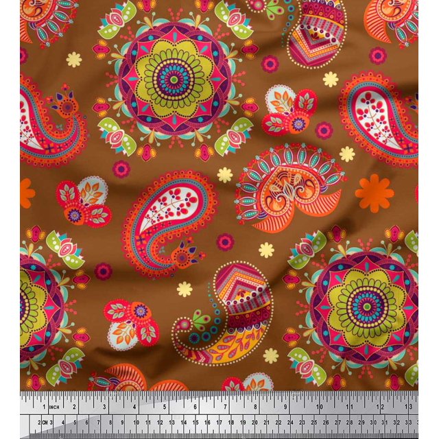 Soimoi Rayon Fabric Mandala & Paisley Ethnic Decor Fabric Printed Yard 42 Inch Wide