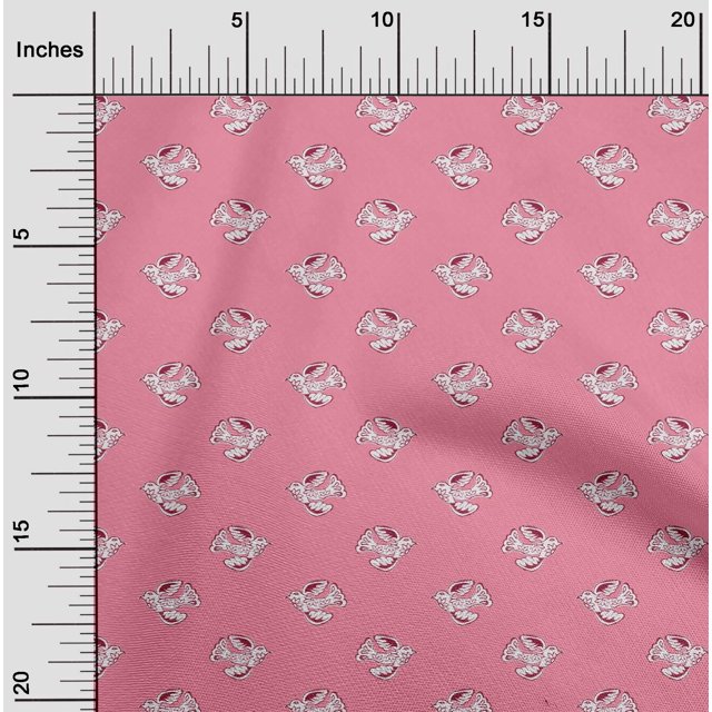oneOone Viscose Chiffon Fabric Dot & Bird Block Print Sewing Fabric BTY 42 Inch Wide