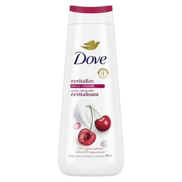 Dove Body Wash for 24H Lotion-Soft Skin Cherry + Chia Milk Revitalize, 591 ml