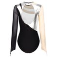 thumbnail image 4 of Alvivi Justaucorps de Gymnastique pour Femmes Justaucorps de Gymnastique à Manches Longues Costume de Performance d'Acrobatie de Ballet Argent TG, 4 of 7