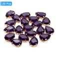 thumbnail image 3 of Unique Bargains 20Pack Teardrop Sew on Rhinestone - 18x13mm Glass Teardrop Crystal Rhinestones in Gold Prong Setting (Dark Purple), 3 of 7