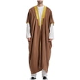 thumbnail image 1 of Pisexur Renaissance Costume Men's Muslim Robe Arab Middle Robe Long Style Long Sleeve Embroidered Standing Neck Pocket Long Shirt Fashion Casual Robe Medieval Costume, 1 of 5
