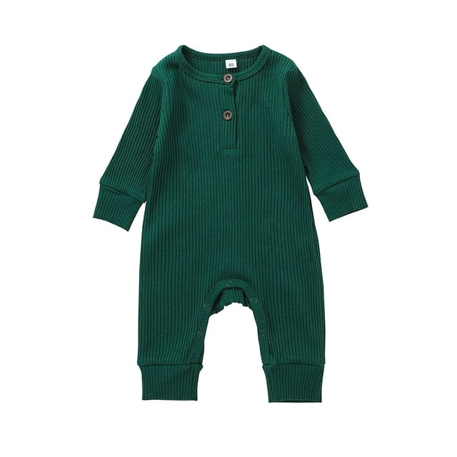Barboteuse à Boutons pour Bébé Garçon Fille une Pièce Couleur Unie Tricotée Côtelée