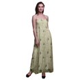 thumbnail image 1 of Bimba Robe à Bretelles Smockée en Georgette pour Femmes à Imprimé de Fleurs et de Chardonnerets Dorés - XX-Grand, 1 of 7