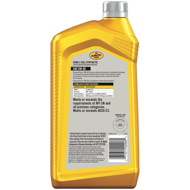 Pennzoil Platinum Euro L Full Synthetic 5W-30 Motor Oil (1-Quart