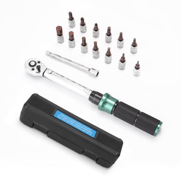 2-24N.m 1/4 Pouce Drive 15 Pcs Préréglage Torque Wrench Bits Ensemble Libération Rapide Mini Portable