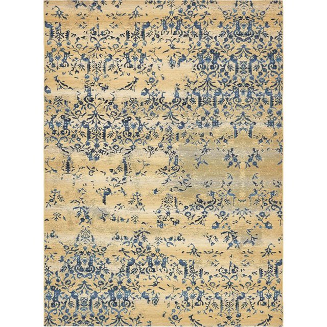Unique Loom Tapis d'Extérieur Moderne Orné de Bohème 8' x 11' 4 Rectangle Beige/bleu