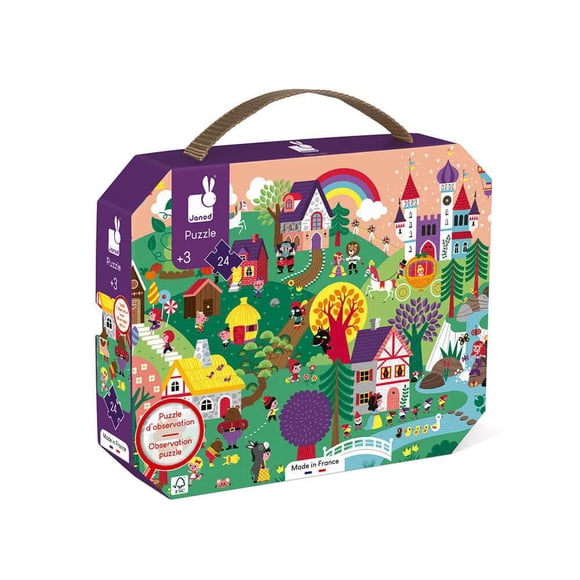 Janod • Puzzle d'Observation Les Contes 3 à 5 Ans • 24 Pièces • Puzzle en Carton • Jouet Éducatif Cadeau pour Garçons et Filles • J02661