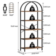 GloryStar Arched Bookshelf 5 Tier Bookcase Display Racks Tall Bookshelves Modern Storage Rack Shelf Large Wood Book Shelf for Bedroom, Living Room, Home Office