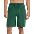 thumbnail image 1 of yoeyez Mens Athletic Shorts 7 Inch Inseam,Men's Solid Color Elastic Waist Button Shorts Casual Beach Shorts Summer Shorts Breathable Daily Basic Pants With Pockets Green,L, 1 of 6