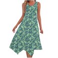 thumbnail image 2 of Ovzne Robes d'Été pour Femmes Robe Imprimée Sans Manches avec Poches Ourlet Irrégulier Col Rond Robe de Printemps Imprimée Liquidation, 2 of 5