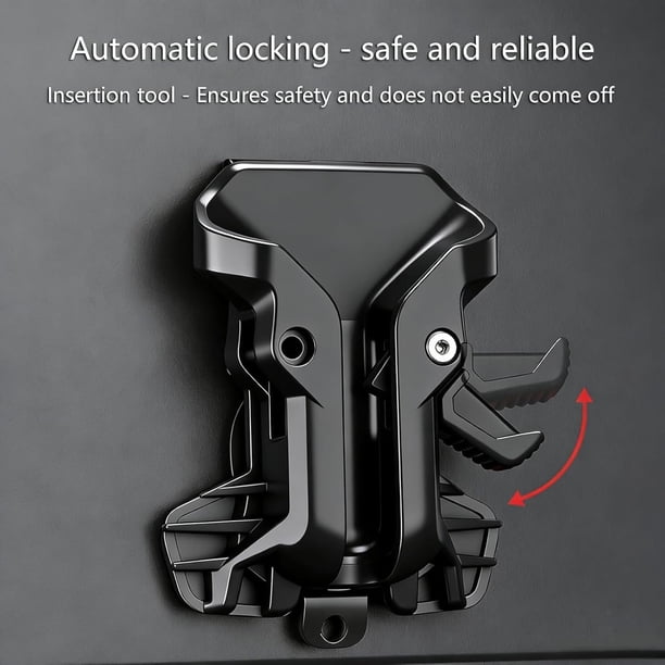 Portable Self-Locking Power Tool Holster – Dual Lock Belt Clip For Drills & Hammers, ABS & Steel Build, One-Handed Attachment, Works With Cordless Drills, For Jobsite, Workshop, Ladder Use (Gray + Red)