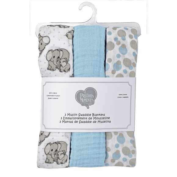Precious Moments Swaddling Blanket Cotton Muslin Baby Blankets (3 Count)
