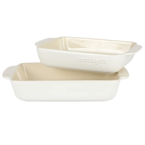 Crock-Pot Ensemble de Cuisson en Grès 2 Pcs, 3,5 QT et 2,5 QT - Blanc