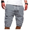 thumbnail image 1 of LSLJS Men's Sport Pure Color Bandage Casual Loose Sweatpants Drawstring Shorts Pant, 1 of 5