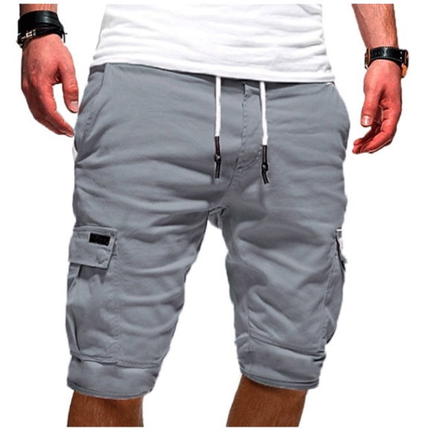 LSLJS Men's Sport Pure Color Bandage Casual Loose Sweatpants Drawstring Shorts Pant