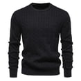 thumbnail image 1 of TIMIFIS Chandail Noir pour Homme à Col Rond en Tricot à Manches Longues, Chandail Extensible Uni pour l'Automne et l'Hiver, Hauts Décontractés Stylés, 1 of 3