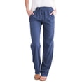 thumbnail image 1 of Kcodviy Women Solid Straight Solid Women Plus Size Pants Elastic Pants Long Drawstring Stretch Plus Size Linen Women Waist Cotton Womens Plus Size Cotton Pajamas Casual Pants, 1 of 4