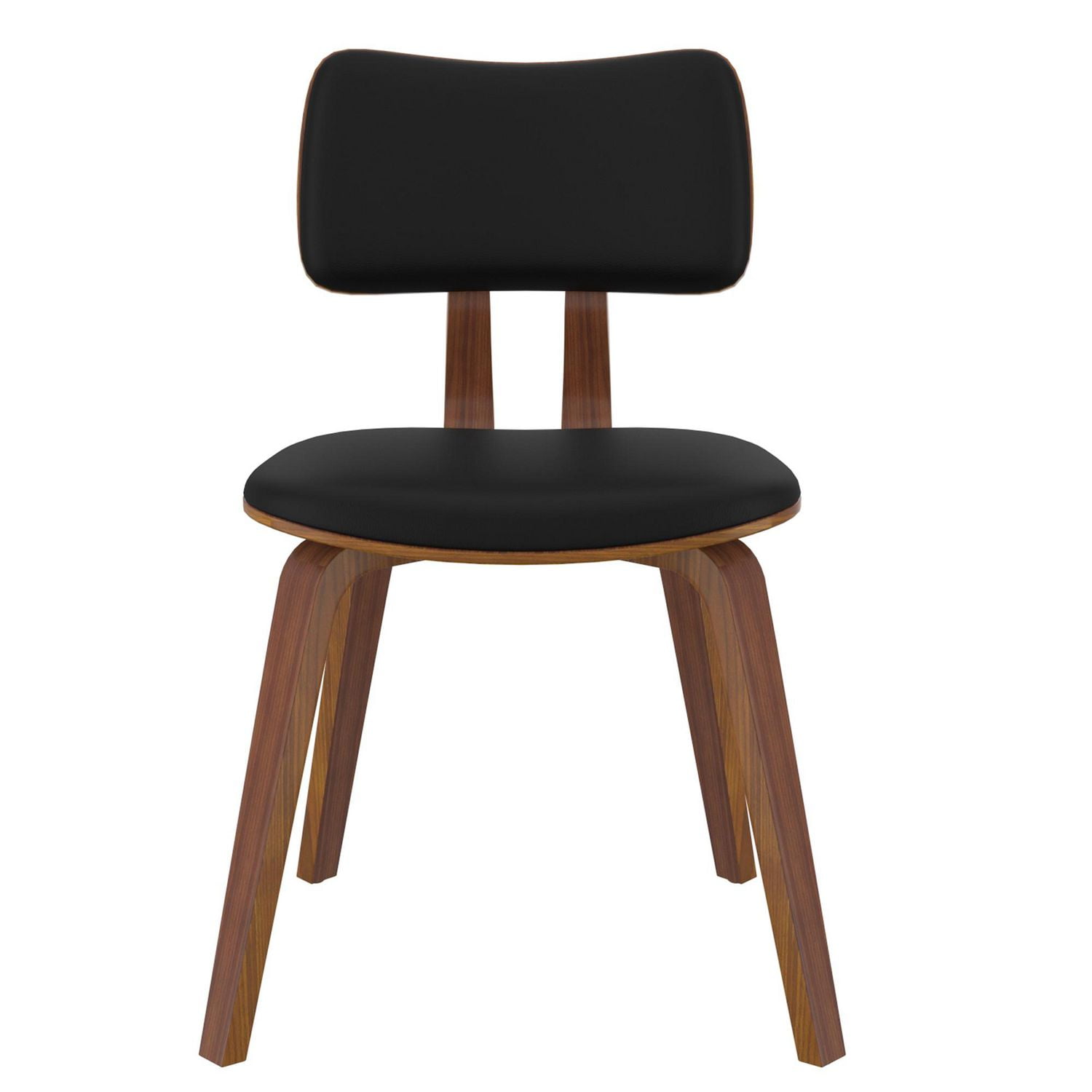 Chaise d’appoint mi-siècle moderne en similicuir et en bois