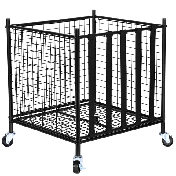 KFFKFF Unité Mobile de Rangement pour Ballons Athlétiques, Enceinte de Basketball Sécurisée avec Bandes Flexibles, Solution de Rangement pour Équipement de Sport pour Usage Intérieur et Extérieur, Tablette d'Organisation en Métal