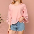 thumbnail image 2 of Timegard Hauts pour Femmes Col en V Manches 3/4 Chiffon Léger Ample Décontracté Fluide Haut Blouse Plage, 2 of 5