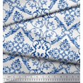 thumbnail image 2 of Soimoi White Poly Georgette Fabric Vector Design Damask Printed Craft Fabric by the Yard 52 Inch Wide, 2 of 3