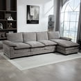thumbnail image 2 of HOMCOM Sofa Couch with Chaise Lounge, Chenille L-shaped Couch, Grey, 2 of 10