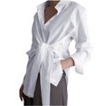 thumbnail image 1 of Fridja Fashion Women Solid Color Long Sleeve Comfortable Breathable V-Neck Shirt Tops, 1 of 5