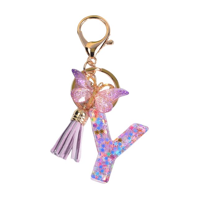 lionlar Porte-Clés en Résine Ornements Filles Femmes Cadeaux Alphabet Anglais Porte-Clés Y Y