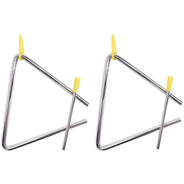 Triangle Instrument,2 Pack Kids Musical Triangles 6-Inch Traditional Triangle Rhythm Educational TRI-6 Steel Rhythm Percussion with Strikers for Child Adult School Percussion Workshops