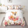 thumbnail image 2 of YST Literie Mignonne pour Chien Ensemble de Douillette 7 Pcs Corgi, Ensemble de Lit à Thème Animal Floral, Roses Rouges, Grand Lit, 2 of 4