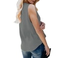 thumbnail image 4 of Pompotops Fashion Woman Causal V-Neck Solid Blouse Sleeveless T-Shirt Summer Tops, 4 of 5
