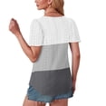thumbnail image 3 of Plebaso Hauts pour Femmes Chemises à Oeillets à Blocs de Couleur Manches Courtes T-Shirts Amples Décontractés Col Rond Blouses Tendance, 3 of 6