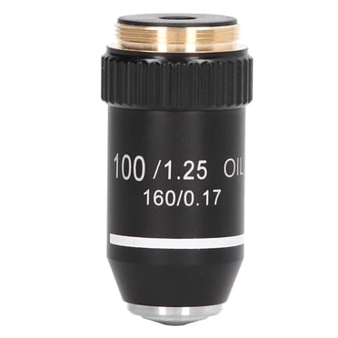 Biological Microscope Lens, 195 Achromatic Black Objective Lens 100X Oil High Objective Interface 20.2mm Thread