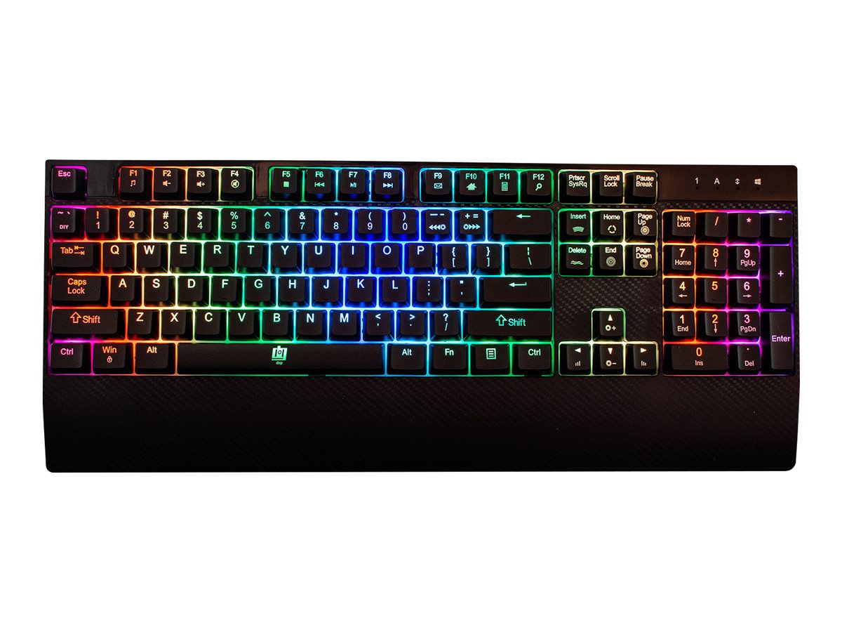 Deco Gear Mechanical Gaming Keyboard, Anti-Ghosting, Ergonomic Fixed Palm Rest, Full Customizable RGB Backlit, Carbon Fiber Design, Outemu Blue Switch