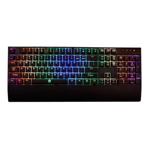 Deco Gear Clavier de jeu mécanique, Anti-Ghosting, Ergonomic fixe Palm Repos, entièrement personnalisable RGB Backlit, conception de fibre de carbone, commutateur bleu Outemu