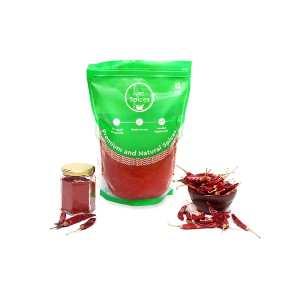 Just Spices - Extra Hot Red Chili Powder (Mirch), 1 kg (2.2 lb), Product of India, NO Colour Added